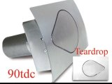 Fuel Door - 4.75 x 3.5 in Teardrop Door - 90 Degree Filler Spout - Curved Surface - Steel - Natural - Left Hinge - Universal - Each thumbnail 1