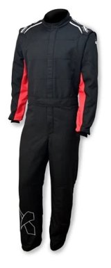 Driving Suit - Axis 2.4 - 1-Piece - SFI 3.2A/5 - Double Layer - Aramid - Black / Red - 2X-Large - Each thumbnail 1