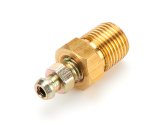 Bleeder Screw - Adapter - Straight - 3/8 in NPT Male Thread to 1/4 in NPT Male Bleeder - Brass / Steel - Natural / Zinc Oxide - Each thumbnail 1