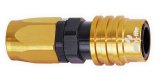 Quick Release Hose End - 3000 Series - Straight - 8 AN Hose to Quick Release Socket - Valved - FKM Seal - Aluminum - Black / Gold Anodized - Each thumbnail 1