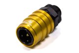 Quick Release Adapter - 5000 Series - Straight - 8 AN Male O-Ring to Quick Release Socket - Valved - FKM Seal - Aluminum - Black / Gold Anodized - Each thumbnail 1