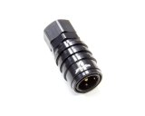 Quick Release Adapter - 5000 Series - Straight - 10 AN Female O-Ring to Quick Release Socket - Valved - FKM Seal - Aluminum - Black Anodized - Each thumbnail 1