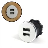 Accessory Power Plug - Cigarette Lighter replacement - Dual USB Port - Aluminum / Plastic - Silver / Black - Each thumbnail 1