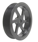 Power Steering Pump Pulley - Serpentine - 6-Rib - 17 Spline - 4.2 in Diameter - Aluminum - Black Anodized - KRC Pumps - Each thumbnail 1