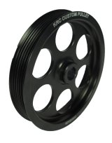 Power Steering Pump Pulley - Serpentine - 6-Rib - Press-On - 6 in Diameter - Aluminum - Black Anodized - Saginaw - Each thumbnail 1
