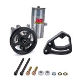 Power Steering Pump - Elite Series - GM Type 2 - 2.4 gpm - 1550 psi - Serpentine Pulley / Bracket / Reservoir / Hardware Included - Aluminum - Natural - Kit thumbnail 1