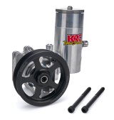 Power Steering Pump - Elite - Adjustable psi - 4.2 in 6-Rib Serpentine Pulley / Bolt-On Tank Included - Aluminum - Natural - GM Type II - Universal - Each thumbnail 1