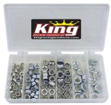 Nut - Locking - Assorted Sizes 1/4 through 1/2 in - Fine Thread - Hex Head - Nylon Insert - Steel - Zinc Plated - Kit thumbnail 1