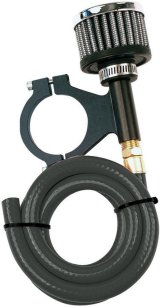Breather - Clamp-On - Round - Axle Assembly - 1-1/2 in OD Tube - 36 in Hose / Remote Tube Mount Bracket Included - Aluminum - Black Anodized - Kit thumbnail 1