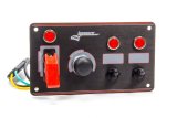 Switch Panel - Dash Mount - 6.5 x 3.625 in - 1 Safety Cover Toggle / 2 Toggle / 1 Momentary Button - Indicator Lights - Black Anodized - Each thumbnail 1