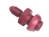Fitting - Bulkhead - Straight - 3/8-24 in Inverted Flare Male to 3 AN Male Bulkhead - Aluminum - Red Anodized - 3/16 in Hardline - Each thumbnail 1