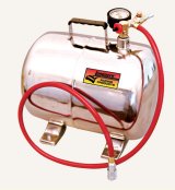 Compressed Air Tank - Portable - 5 gal - 14 in Diameter - 10 in Long - 4 ft Hose - 125 psi Max Pressure - Polished - Each thumbnail 1