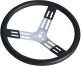 Steering Wheel - 15 in Diameter - 2.75in Dish - 3-Spoke - Black Polyurethane Bump Grip - Aluminum - Natural - Each thumbnail 1