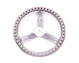 Steering Wheel - Lightweight - 15 in Diameter - 2.5 in Dish - 3-Spoke - Drilled / Shot Peened Grip - Aluminum - Natural - Each thumbnail 1