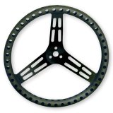 Steering Wheel - Lightweight - 15 in Diameter - Flat - 3-Spoke - Drilled / Shot Peened Grip - Aluminum - Black Anodized - Each thumbnail 1