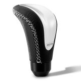 Shifter Knob - Combat EVO - Set Screw Attachment - Aluminum - Black Leather / Silver Insert - Universal - Each thumbnail 1
