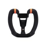 Steering Wheel - Butterfly Drag - 7.5 x 7 in Butterfly - Black Synthetic Grip - Orange Stripes - Aluminum - Black Anodized - Each thumbnail 1