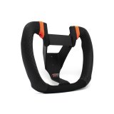 Steering Wheel - Butterfly Drag - 8.5 x 7 in Butterfly - Black Synthetic Grip - Orange Stripes - Aluminum - Black Anodized - Each thumbnail 1