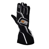 Driving Gloves - SFI 3.3/5 - Double Layer - Nomex - Padded Palm - Black / White - Large - Pair thumbnail 1