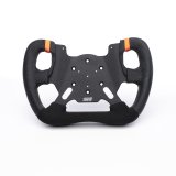 Steering Wheel - Road Course / Formula Prototype - 11 in Diameter - Cut Top - Flat - 4-Spoke - Black Alcantara Grip - Orange Stripes - Aluminum - Black Anodized - Each thumbnail 1