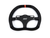 Steering Wheel - Road Course / Track Days - 12 in Diameter - D-Shaped - Flat - 3-Spoke - Black Alcantara Grip - Orange Stripe - Aluminum - Black Anodized - Each thumbnail 1