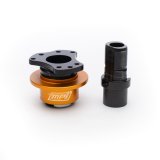Steering Wheel Quick Release - 360 Degree Release - Weld-On - Aluminum Black / Orange Anodized - 3 / 4-Bolt Steering Wheel - Kit thumbnail 1