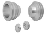 Pulley Kit - Performance Ratio - V-Belt - Alternator / Crankshaft / Water Pump - Clear Powder Coat - 3-Bolt Damper - Small Block Ford - Kit thumbnail 1