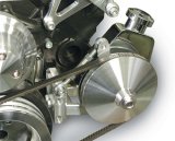 Power Steering Pump Bracket - Adjustable - Driver Side Mount - Aluminum - Clear Powder Coat - Canister Style Pump - Small Block Chevy - Kit thumbnail 1
