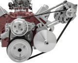 Pulley Kit - High Water Flow - 6-Rib Serpentine - Aluminum - Clear Powder Coat - Short Water Pump - Small Block Chevy - Kit thumbnail 1