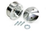Alternator Pulley - Serpentine - 6-Rib - 2.75 in Diameter - 0.667 in Shaft - Hardware / Nose Included - Aluminum - Clear Powder Coat - Universal - Kit thumbnail 1