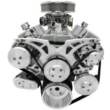 Pulley Kit - Style Track - 6-Rib Serpentine - Aluminum - Clear Powder Coat - Short Water Pump - Small Block Chevy - Kit thumbnail 1