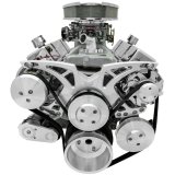 Pulley Kit - Style Track - 6-Rib Serpentine - Aluminum - Clear Powder Coat - Short Water Pump - Big Block Chevy - Kit thumbnail 1