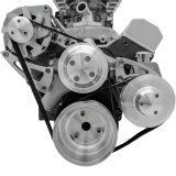 Pulley Kit - Ultra - Performance - 6-Rib Serpentine - Aluminum - Clear Powder Coat - Long Water Pump - Small Block Chevy - Kit thumbnail 1