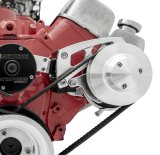 Power Steering Pump Bracket - Driver Side - Block Mount - Aluminum - Clear Powder Coat - Long Water Pump - Electric Water Pump - Big Block Chevy - Kit thumbnail 1