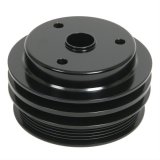 Crankshaft Pulley - 2 Groove / 5-Rib - 5.5 in Diameter - Aluminum - Black Powder Coat - Short Water Pump - Small Block Chevy - Each thumbnail 1