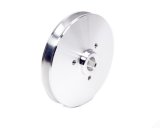Power Steering Pump Pulley - V-Belt - 1 Groove - Press-On - 5 in Diameter - Aluminum - Clear Powder Coat - Small Block Ford - Canister Pump - Each thumbnail 1