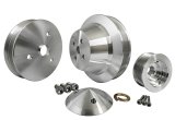 Pulley Kit - Performance Ratio - 6-Rib Serpentine - Aluminum - Clear Powder Coat - Short Water Pump - Small Block Chevy - Kit thumbnail 1