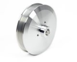 Power Steering Pump Pulley - Serpentine - 6-Rib - Press-On - 6 in Diameter - Aluminum - Clear Powder Coat - Long Water Pump - GM Pumps - Each thumbnail 1