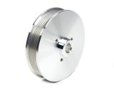 Power Steering Pump Pulley - Serpentine - 6-Rib - Press-On - 5.5 in Diameter - Aluminum - Clear Powder Coat - Small Block Ford - Mustang 1979-93 - Each thumbnail 1