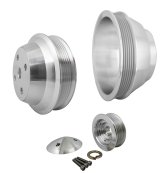 Pulley Kit - High Water Flow Ratio - 6-Rib Serpentine - Aluminum - Clear Powder Coat - Long Water Pump - Big Block Chevy - Kit thumbnail 1