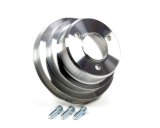 Crankshaft Pulley - Serpentine - 6/6-Rib - 7 in Diameter - Hardware Included - Aluminum - Clear Powder Coat - Long Water Pump - Big Block Chevy - Each thumbnail 1
