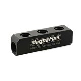 Fuel Block - Two 10 AN Female O-Ring Ports - Three 8 AN O-Ring Ports - Aluminum - Black Anodized - Each thumbnail 1