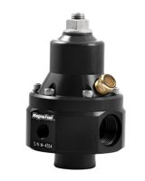 Fuel Pressure Regulator - ProStar EFI - 35 to 85 psi - In-Line - 8 AN O-Ring Inlets - 8 AN O-Ring Outlet - 8 AN O-Ring Return - Bypass - 1/8 in NPT - Aluminum - Black Anodized - E85 / Gas / Methanol / Each thumbnail 1