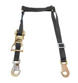 Ratchet Fuel Jug Tie Down - 1 in Wide - 10 ft Long - 2880 lb Capacity - Flat Snap Hooks - Nylon Webbing - Black - Each thumbnail 1