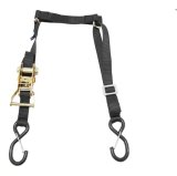 Ratchet Fuel Jug Tie Down - 1 in Wide - 10 ft Long - 2880 lb Capacity - Rubber Coated Flat Snap Hooks - Nylon Webbing - Black - Each thumbnail 1