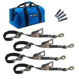 Tie Down Strap Kit - Super Pack - Four 2 x 8 ft Twisted Hook Combination Ratchet Straps - Gear Bag - Black - Kit thumbnail 1