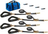 Tie Down Strap Kit - Pro Pack - Four 2 x 8 ft Direct Hook Ratchet Straps - Four 24 in Axle Straps - Four Fleece Sleeves - Gear Bag - Black - Kit thumbnail 1