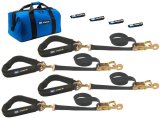 Tie Down Strap Kit - Pro Pack - Four 2 x 8 ft Direct Hook Ratchet Straps - Four 40 in Axle Straps - Four Fleece Sleeves - Gear Bag - Black - Kit thumbnail 1