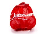 Breather Wrap - Pre Filter - Round - 3 in Diameter - 2.5 in Tall - Outerwears Logo - Polyester - Red - Each thumbnail 1