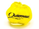 Breather Wrap - Pre Filter - Round - 3 in Diameter - 2.5 in Tall - Outerwears Logo - Polyester - Yellow - Shielded Breathers - Each thumbnail 1